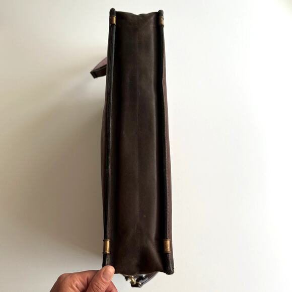 Lion Leather Products Vintage USA Made Mid Modern Style Brown Leather Briefcase - Picture 7 of 10